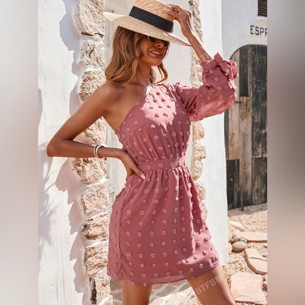 NWT Mauve One Shoulder Dress - Picture 10 of 10